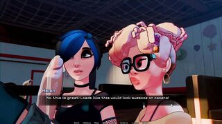 Curvy babe in Hentai Game gets her first kiss from a huge cock in PC game