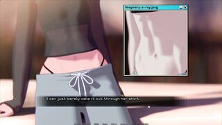 Curvy babe in Hentai Game gets her first kiss from a huge cock in PC game