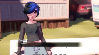 Curvy babe in Hentai Game gets her first kiss from a huge cock in PC game