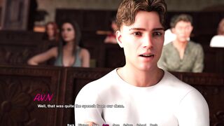 Curvy 3D teen meets new university students and takes massive cumshot in her mouth