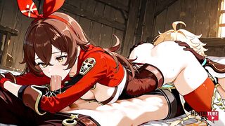 Watch anime & cartoon cosplay with OC Amber & AetherPic in Genshin Impact Hentai - Uncensored Japanese Anime & Anime Porn - 1 image