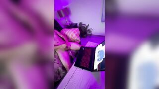 Watch me quiver with pleasure as I watch myself cum while playing with a massive toy