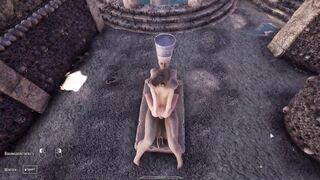 Lara's pussy and ass are ravished by a massive cock of an awakened statue in a cave