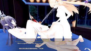 Alice, Nicole, Lauma, Klee take part in a wild lunar orgy with cum in mouth and creampies galore!