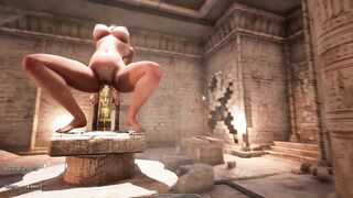 Lara's Secret Totem: Helping Herself to a Creampie on the Floor in 3D Hentai - 3 image