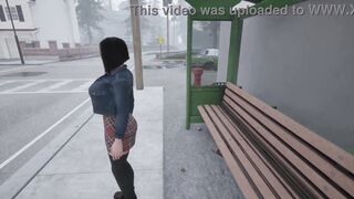 Kira gets caught jerking off in the toilet and punished with a huge creampie in hentai game - 5 image