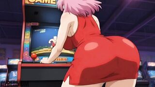 Watch my busty stepmom get her panties ripped off in a retro game and get fucked hard!