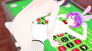 Bunny Girl Tokoyami Towa and Bunny Girl Ouro Kronii get wild with intense sex in Hololive VTuber Hentai