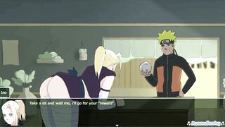 Naruto and Ino Yamanaka team up to suck on a hard cock in Living With Tsunade's ecchi video