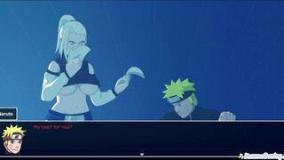 Naruto and Ino Yamanaka team up to suck on a hard cock in Living With Tsunade's ecchi video