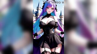 Gothic Girl in Castle Part 2 - Arousing anime demon girl with massive tits in sexy outfit