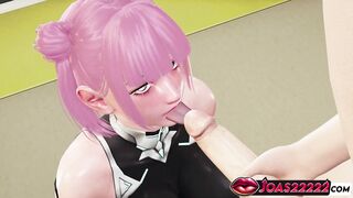 Intense Hentai Action: Big Tits Uehara Rin & Frenulum Licking Fetish for Big Dick - Intense Sitting Handjob - 2 image