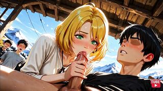 Sexy Blonde Hentai Anime Cosplay Gamer Girl Gets Snowed in the Alps