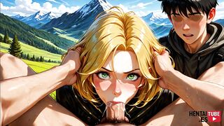 Sexy Blonde Hentai Anime Cosplay Gamer Girl Gets Snowed in the Alps