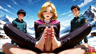 Sexy Blonde Hentai Anime Cosplay Gamer Girl Gets Snowed in the Alps