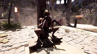 Lara, a lustful slut, is turned into a cum-hungry slut by a huge cock in 3D hentai game