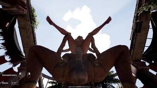 Lara, a lustful slut, is turned into a cum-hungry slut by a huge cock in 3D hentai game