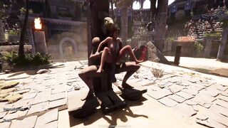 Lara, a lustful slut, is turned into a cum-hungry slut by a huge cock in 3D hentai game