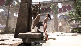 Lara Croft's tight pussy stretched wide by a massive statue in 3D hentai