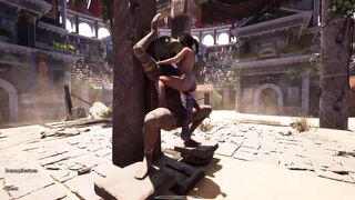 Lara Croft's tight pussy stretched wide by a massive statue in 3D hentai - 4 image