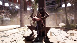 Lara Croft's tight pussy stretched wide by a massive statue in 3D hentai - 8 image