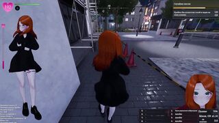 Watch this naughty chick undress in public & get caught by a gangbang 3D hentai!