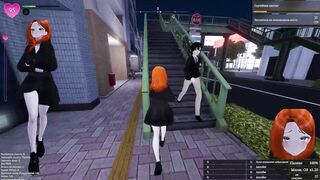 Watch this naughty chick undress in public & get caught by a gangbang 3D hentai!