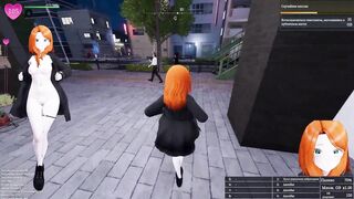 Watch this naughty chick undress in public & get caught by a gangbang 3D hentai!