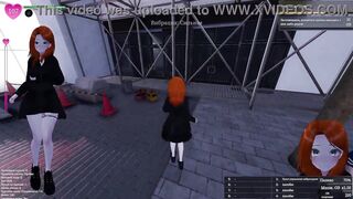 Watch this naughty chick undress in public & get caught by a gangbang 3D hentai!