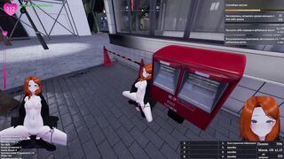 Watch this naughty chick undress in public & get caught by a gangbang 3D hentai!