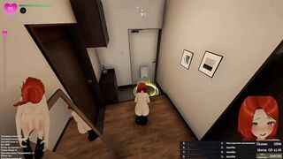 Sexy Japanese babe gets off on exhibitionism in public places with a 3D hentai game