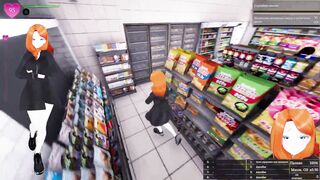 Sexy Japanese babe gets off on exhibitionism in public places with a 3D hentai game