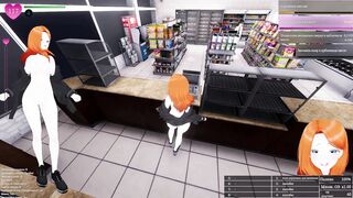 Sexy Japanese babe gets off on exhibitionism in public places with a 3D hentai game