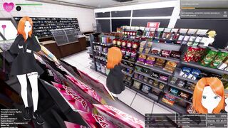 Sexy Japanese babe gets off on exhibitionism in public places with a 3D hentai game