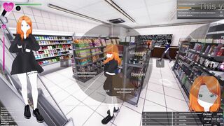 Sexy Japanese babe gets off on exhibitionism in public places with a 3D hentai game