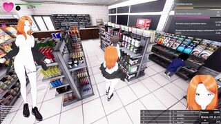 Sexy Japanese babe gets off on exhibitionism in public places with a 3D hentai game