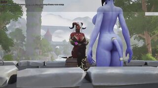 Interracial hentai game with busty Draenei - Big boobs & massive cock will get you going! - 5 image