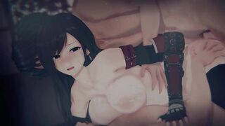 Bartender Tifa's wildest threesome ever: Bound, DPed, and Groped in POV