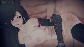 Bartender Tifa's wildest threesome ever: Bound, DPed, and Groped in POV