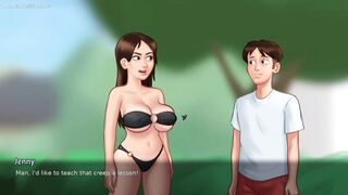 Stepmom Summertime Saga 30 - Big tits stepmom gives blowjob and footjob to stepson's massive rod - 3D hentai game - 10 image
