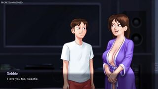 Stepmom Summertime Saga 30 - Big tits stepmom gives blowjob and footjob to stepson's massive rod - 3D hentai game