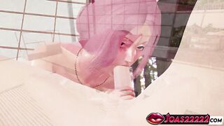 Kitty Cosplay 3D Animation: Riku In Kitty Gives a POV Hentai HJ Service with Big Dick & Cumshot
