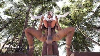 Lara Croft takes on a massive dick in her tight ass, taking it in all holes!