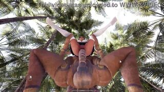 Lara Croft takes on a massive dick in her tight ass, taking it in all holes!