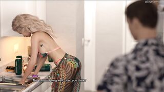 My Bimbo Dream's stepson starts to touch and stroke his busty stepmom's tits in sexy lingerie - My Bimbo Dream