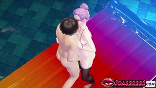 Watch Tsukiyama in stockings and kiss passionately until explosive squirt in 3D hentai - 3 image