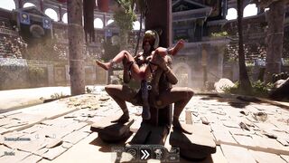 Lara Croft's tight ass woke up with a creampie in BDSM anime game