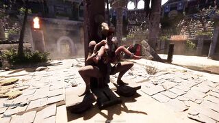 Lara Croft's tight ass woke up with a creampie in BDSM anime game