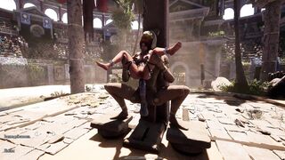 Lara Croft's tight ass woke up with a creampie in BDSM anime game