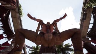 Lara Croft's tight ass woke up with a creampie in BDSM anime game